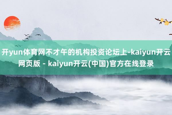 开yun体育网不才午的机构投资论坛上-kaiyun开云网页版 - kaiyun开云(中国)官方在线登录